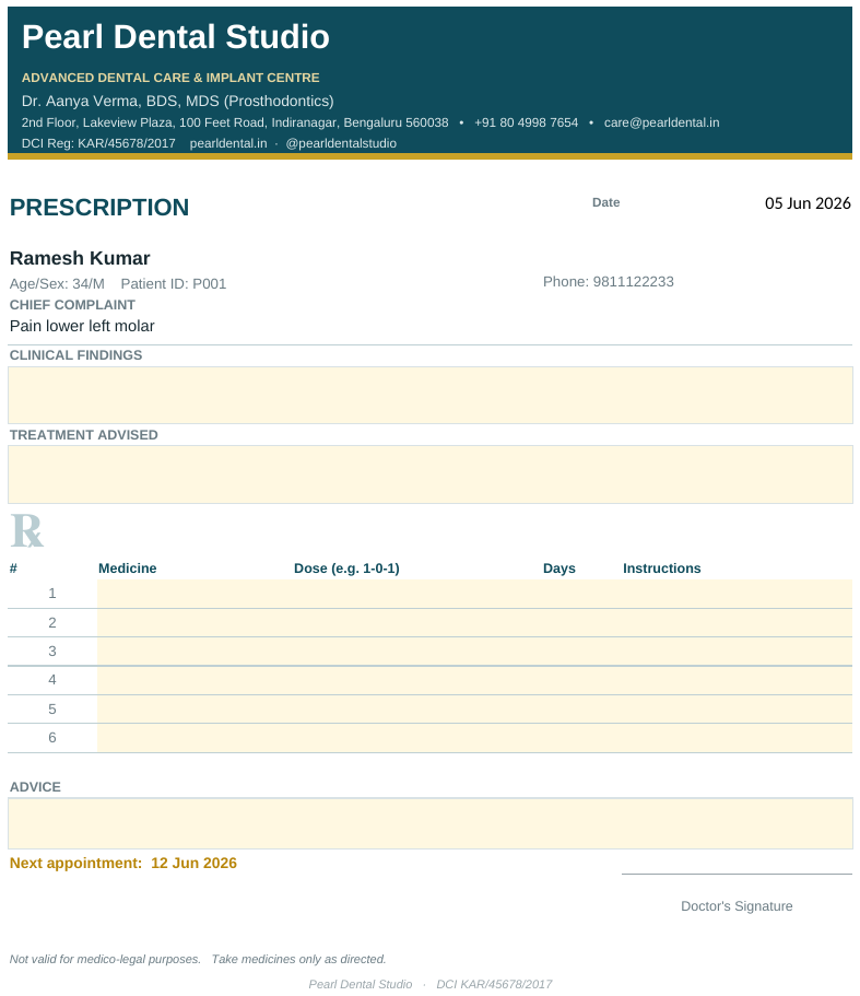 Clinical prescription