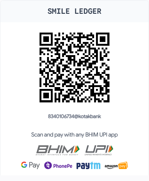 Smile Ledger UPI QR code — pay to 8340106734@kotakbank